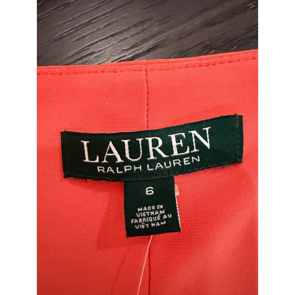 Lauren Ralph Lauren‎ NWT Orange Pop Flutter Sleeve Faux Wrap Sheath Dress 6 NWT - Picture 2 of 6